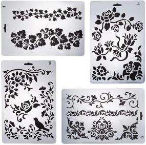 img 4 attached to 🌸 GORGECRAFT 4-Piece Mixed Flower Bird Drawing Stencils Set - 10x 6.8 Inch - Plastic Painting Templates for Arts Crafts, Journaling, Scrapbooking, Diary, Wood Decor