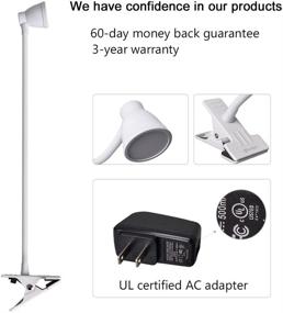 img 1 attached to 🔆 CeSunlight Clip on Reading Light, Desk Clamp Lamp with Adjustable Color Temperature (3000-6500K), 6 Illumination Modes, 10 LED Beads, Includes AC Adapter and USB Cord - White