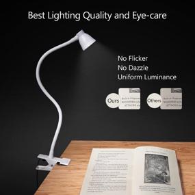 img 2 attached to 🔆 CeSunlight Clip on Reading Light, Desk Clamp Lamp with Adjustable Color Temperature (3000-6500K), 6 Illumination Modes, 10 LED Beads, Includes AC Adapter and USB Cord - White