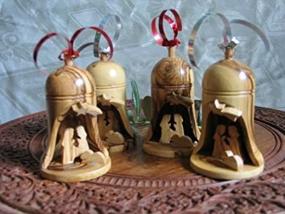 img 3 attached to 🌿 Authentic Olive Wood Bell Christmas Ornaments Set of 4 - Imported from Bethlehem by Holy Land