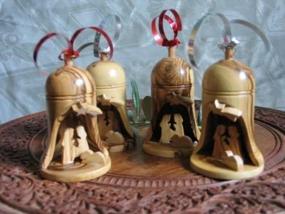 img 1 attached to 🌿 Authentic Olive Wood Bell Christmas Ornaments Set of 4 - Imported from Bethlehem by Holy Land