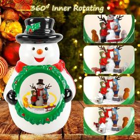 img 2 attached to 🎄 Enchant Your Home with Lighted Christmas Snowman Music Box Table Decorations- Animated, Rotating, Battery or USB Powered Xmas Gift for Home Decor