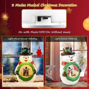 img 1 attached to 🎄 Enchant Your Home with Lighted Christmas Snowman Music Box Table Decorations- Animated, Rotating, Battery or USB Powered Xmas Gift for Home Decor