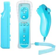 🎮 powerlead blue controller for wii with built-in motion plus and nunchuck – compatible with nintendo wii and wii u + silicon case logo