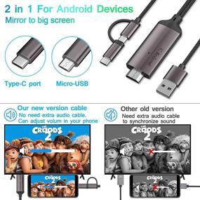img 2 attached to 🔌 High Definition 2-in-1 USB C/Micro USB Android Phone to TV HDMI Cable - Charge & Mirror to HDTV: Compatible with All Android Smartphones & Tablets - 6.6ft Length