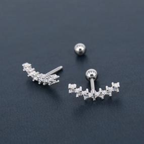 img 2 attached to 316L Stainless Steel CZ Stud Earrings for Ear Helix, Conch, and Cartilage Piercings - Curve Seven Stud