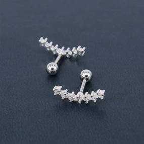 img 1 attached to 316L Stainless Steel CZ Stud Earrings for Ear Helix, Conch, and Cartilage Piercings - Curve Seven Stud
