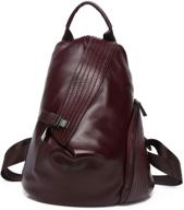 🎒 caransti women's soft leather backpack wallet - adjustable anti-theft, black/claret violet logo