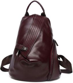 img 4 attached to 🎒 Caransti Women's Soft Leather Backpack Wallet - Adjustable Anti-Theft, Black/Claret Violet