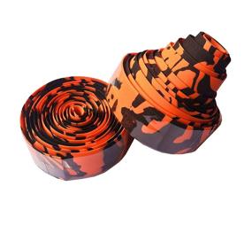 img 3 attached to DEERU Camouflage Bicycle Bar Tape Handlebar Tape Bar Wraps - 2 Rolls per Set, Orange and Black