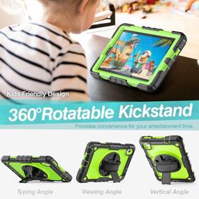 img 2 attached to 📱 Herize Green Rubber Case with Screen Protector for Lenovo Tab M8 8.0 inch - Heavy Duty Full-Body Protection with Rotating Stand, Hand Strap, and Shoulder Strap