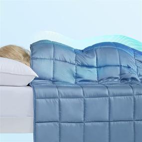 img 1 attached to 🛌 SLEEP ZONE Weighted Blanket 15 lbs Twin: Reversible Cooling Bamboo Viscose & 100% Cotton, 48x72, Blue+Grey