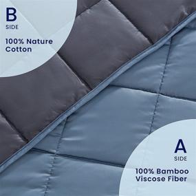 img 2 attached to 🛌 SLEEP ZONE Weighted Blanket 15 lbs Twin: Reversible Cooling Bamboo Viscose & 100% Cotton, 48x72, Blue+Grey