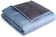 🛌 sleep zone weighted blanket 15 lbs twin: reversible cooling bamboo viscose & 100% cotton, 48x72, blue+grey logo