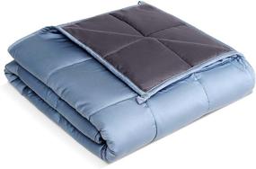 img 4 attached to 🛌 SLEEP ZONE Weighted Blanket 15 lbs Twin: Reversible Cooling Bamboo Viscose & 100% Cotton, 48x72, Blue+Grey