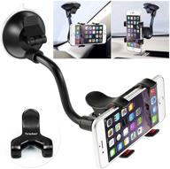 ivoler car phone mount windshield with double clip and strong 📱 suction cup - universal holder for iphone 12, galaxy s9, and more! logo