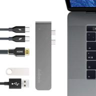 macbook pro usb c hub adapters - compatible with macbook pro 2016-2019 13/15/16inch, macbook air 2018/2019 - 5 in 2 dock with thunderbolt 3 port, usb-c, 4k hdmi, 2usb 3.0 (gray) логотип