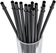 dakoufish 11 inch long black reusable plastic drinking straws for 24 🥤 oz - 40oz mason jar, tumblers - set of 12 with cleaning brush logo