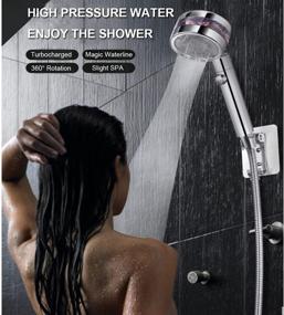 img 3 attached to 🚿 Ultimate High Pressure Water Saving Shower Head: Stainless Steel Handheld with Turbocharged, Magic Waterline & 360° Rotation