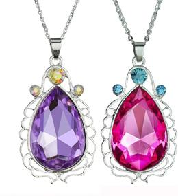 img 4 attached to 👑 Sofia Amulet Necklace Set: Teardrop Amethyst Pendants for Girls - Perfect Addition to Sofia The First Princess Costumes