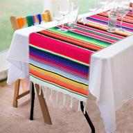 🌈 fowecelt mexican serape table runner: vibrant 14x84 inch fringe cotton handwoven décor for mexican party, wedding, outdoor dining & picnics logo