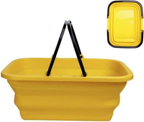 img 4 attached to 🌼 10L Yellow LOERCCE Collapsible Sink with Handle for Hiking, RV, Home, Courtyard, Bathtub Camping - Portable Outdoor Picnic Folding Basin