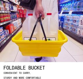 img 2 attached to 🌼 10L Yellow LOERCCE Collapsible Sink with Handle for Hiking, RV, Home, Courtyard, Bathtub Camping - Portable Outdoor Picnic Folding Basin