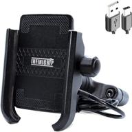 🏍️ infinigrip motorcycle phone mount: all metal construction, usb charger, waterproof - 360° rotation & lock - fits iphone, samsung, htc, lg smartphones logo