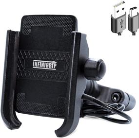 img 4 attached to 🏍️ INFINIGRIP Motorcycle Phone Mount: All Metal Construction, USB Charger, Waterproof - 360° Rotation & Lock - Fits iPhone, Samsung, HTC, LG Smartphones