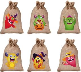 img 2 attached to 🎃 Halloween Burlap Gift Bags 24-Pack with Drawstrings for Party Favor Treats and Candy