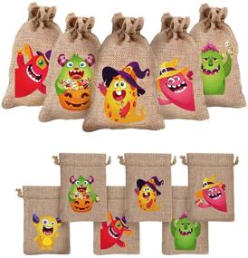 img 4 attached to 🎃 Halloween Burlap Gift Bags 24-Pack with Drawstrings for Party Favor Treats and Candy