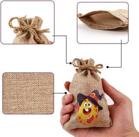 img 1 attached to 🎃 Halloween Burlap Gift Bags 24-Pack with Drawstrings for Party Favor Treats and Candy