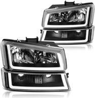 high-quality headlight assembly for 2003-2007 chevrolet silverado/avalanche - black housing, clear lens and reflector by autosaver88 logo