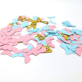 img 1 attached to 🎉 HEMARTY Pink Blue Gold Confetti Baby Shower Decorations - Cute Baby Feet Confetti for Home Kid's Birthday Party, Table Decoration - Supplies 200 CT