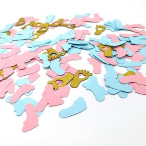 img 3 attached to 🎉 HEMARTY Pink Blue Gold Confetti Baby Shower Decorations - Cute Baby Feet Confetti for Home Kid's Birthday Party, Table Decoration - Supplies 200 CT