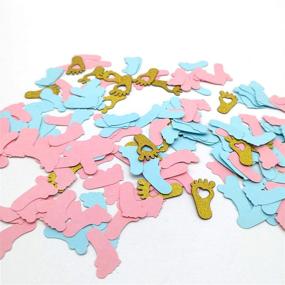 img 2 attached to 🎉 HEMARTY Pink Blue Gold Confetti Baby Shower Decorations - Cute Baby Feet Confetti for Home Kid's Birthday Party, Table Decoration - Supplies 200 CT