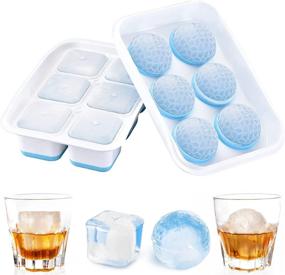 img 4 attached to ❄️ DOQAUS Large Ice Cube Trays Combo - Set of 2, 【Easier Fill】2.2 inches Ice Ball Maker with Lids & Sphere Ice Trays, Easy-Release Silicone Round Ice Tray for Chilling Whiskey Cocktail Scotch Bourbon