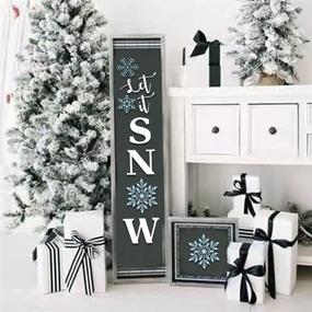 img 2 attached to 🎄 Set of 11 Reusable Christmas Stencils for Wood Painting - Vertical Porch Sign Stencils with Merry Christmas & Let it Snow Designs. Includes Falalala, Believe, Let it Snow, Joy to The World Stencil for DIY Crafts