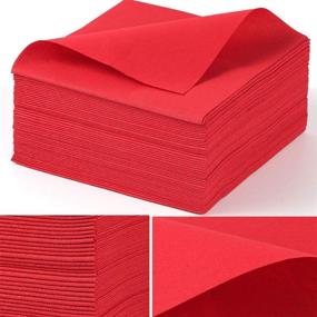 img 1 attached to 🧻 Morgiana 50 Pack Disposable Guest Towels: Premium Linen Feel Air-laid Napkins for Elegant Dining (Red)