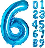 🎈 large 40 inch blue number foil balloons 0-9 - mylar big number 6 balloons for boys birthday party decorations логотип