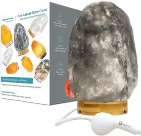 img 4 attached to Premium Handcrafted Himalayan Gray Grey and Black Salt Lamp - Large Size (8-11 lbs, 8-11&#34;) | Crystal Rock Night Light with Dimmable Touch Control | Platinum Base | Includes 3 Bulbs