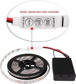 img 2 attached to Sunsbell RGB LED Light Strips - Battery Powered, Waterproof, Flexible SMD 3528 LED Strip Lights (200cm/6.56ft, RGB)