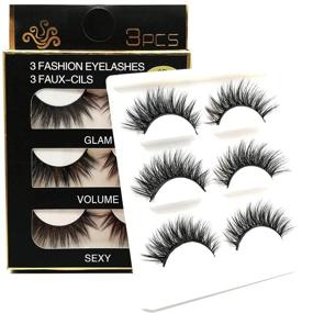 img 3 attached to 💕 CGlash 3D Long Crisscross False Eyelashes for Women's Makeup - Handmade Nature Fluffy Soft Reusable (15 pairs)