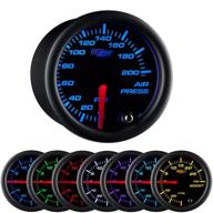 🌬️ glowshift 52mm black 7 color air pressure gauge for air ride suspension systems - 200 psi - black dial - clear lens logo