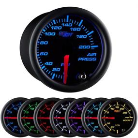 img 4 attached to 🌬️ GlowShift 52mm Black 7 Color Air Pressure Gauge for Air Ride Suspension Systems - 200 PSI - Black Dial - Clear Lens