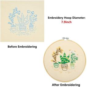 img 1 attached to Complete Embroidery Starter Kit: Patterns, Cloth, Hoop, Color Threads - Plants and Flowers Design