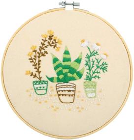 img 3 attached to Complete Embroidery Starter Kit: Patterns, Cloth, Hoop, Color Threads - Plants and Flowers Design
