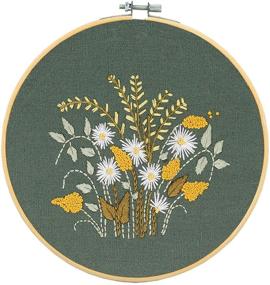 img 2 attached to Complete Embroidery Starter Kit: Patterns, Cloth, Hoop, Color Threads - Plants and Flowers Design