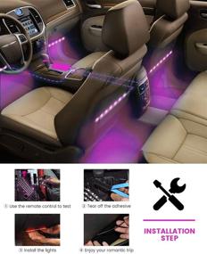 img 3 attached to 🚗 VIDEN Car LED Lights for Car Interior, 4PCS Car Interior Lights with Sound Sensor and Remote Control, Waterproof LED Interior Lights with USB Port Car Charger, Cool Car Accessories Underglow for Cars