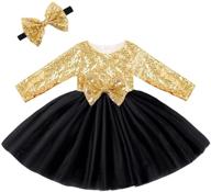 👗 stylish cilucu flower girl sequin party dress with long sleeve - rose gold/offwhite - perfect for proms and cocktail parties logo